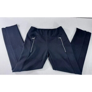 Te Verde Black Stretch Pants Warm Zipper Pockets Gym Yoga LARGE Workout Pants